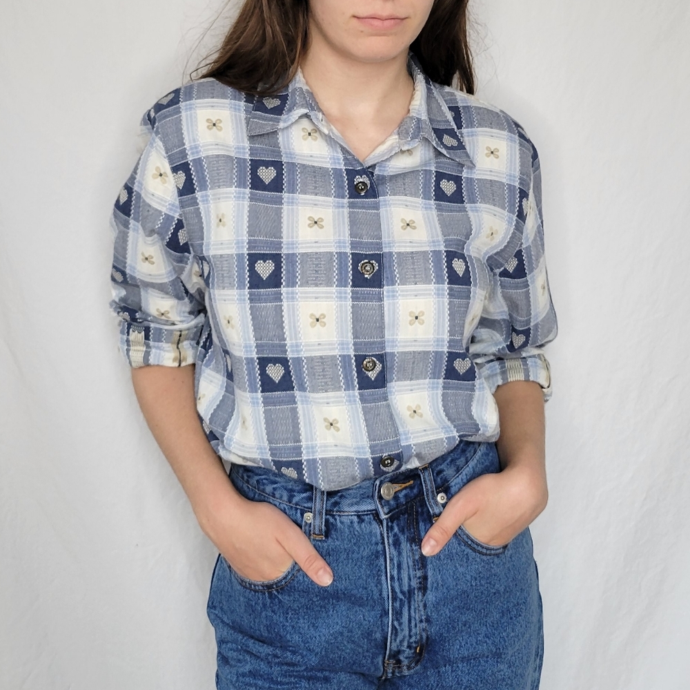 Cottagecore Grandmacore Farmcore Alfred Dunner Button Down Flannel Plaid